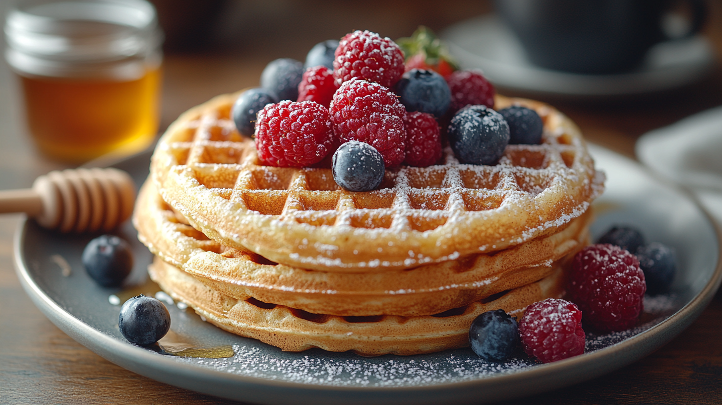 Coconut Flour Waffles with Fresh Berries